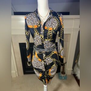 Black & Gold Silk Dress